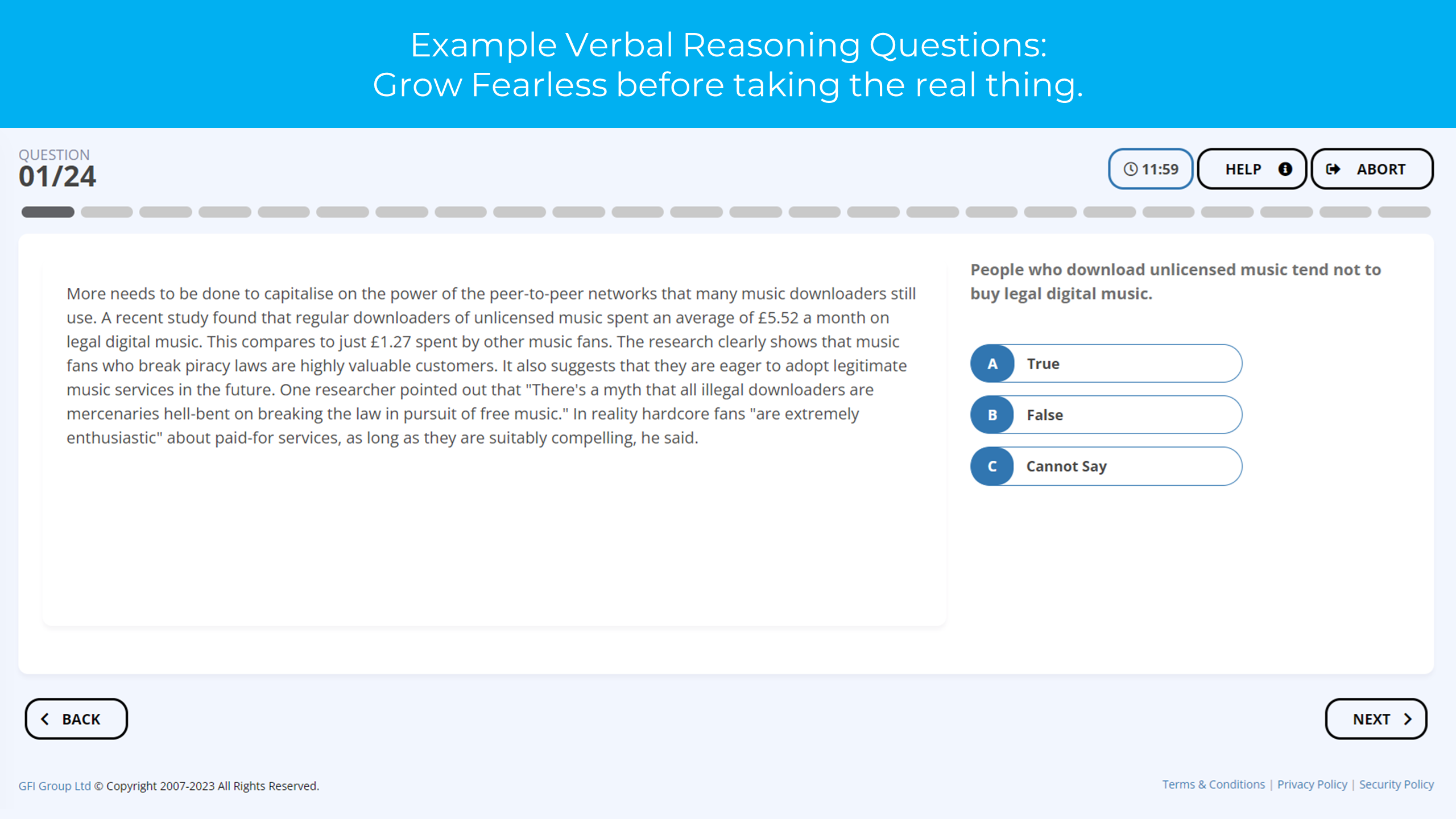 Banking Verbal Test Question Example