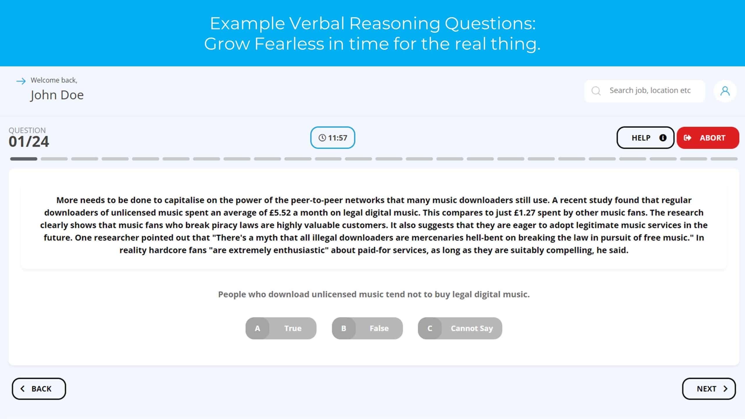 PepsiCo verbal reasoning test example question