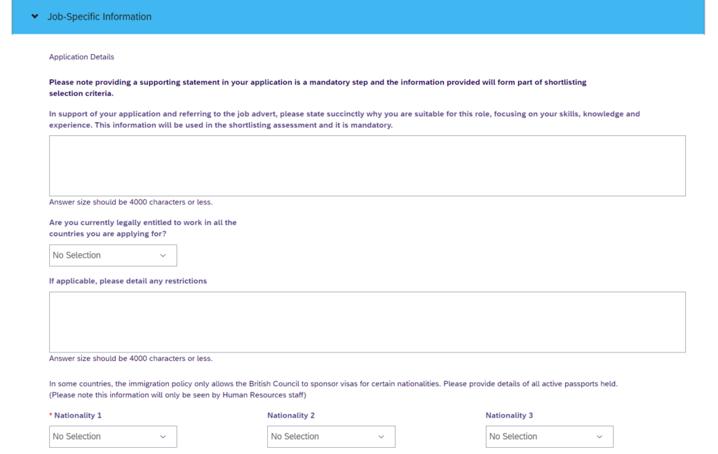  British Council application questions