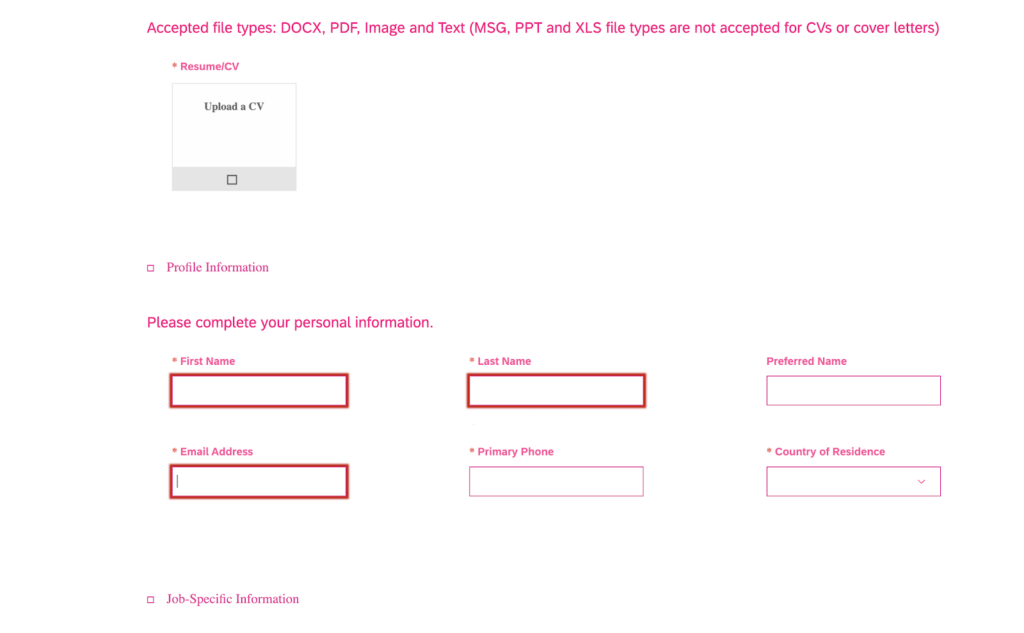 Reckitt application form