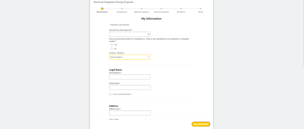 Caterpillar application form