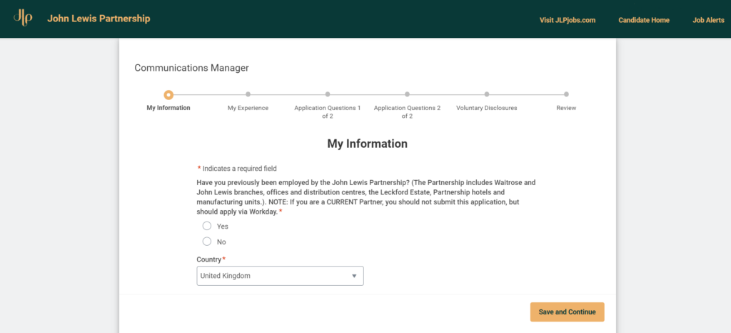 John Lewis online application