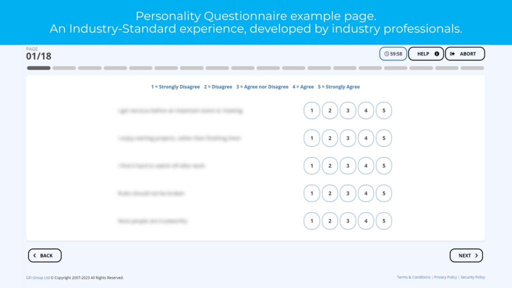 M&S personality questionnaire example