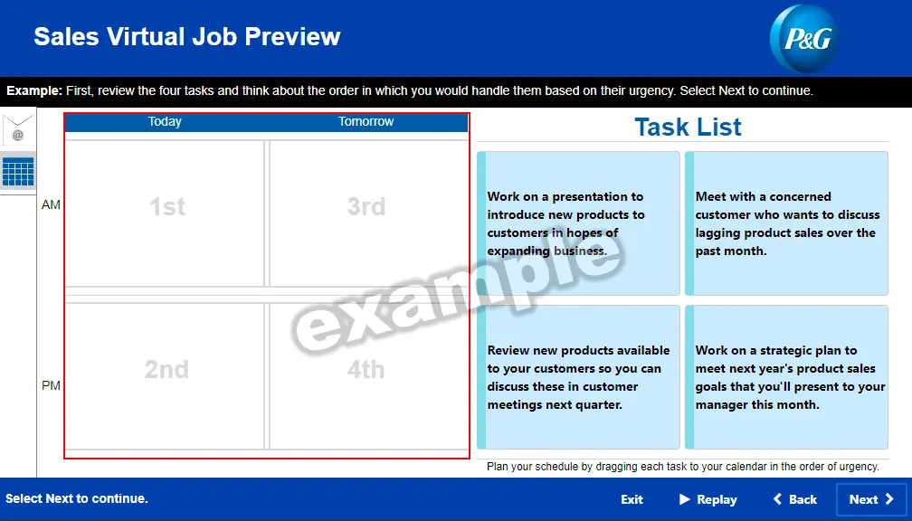 P&G sales virtual job preview etray