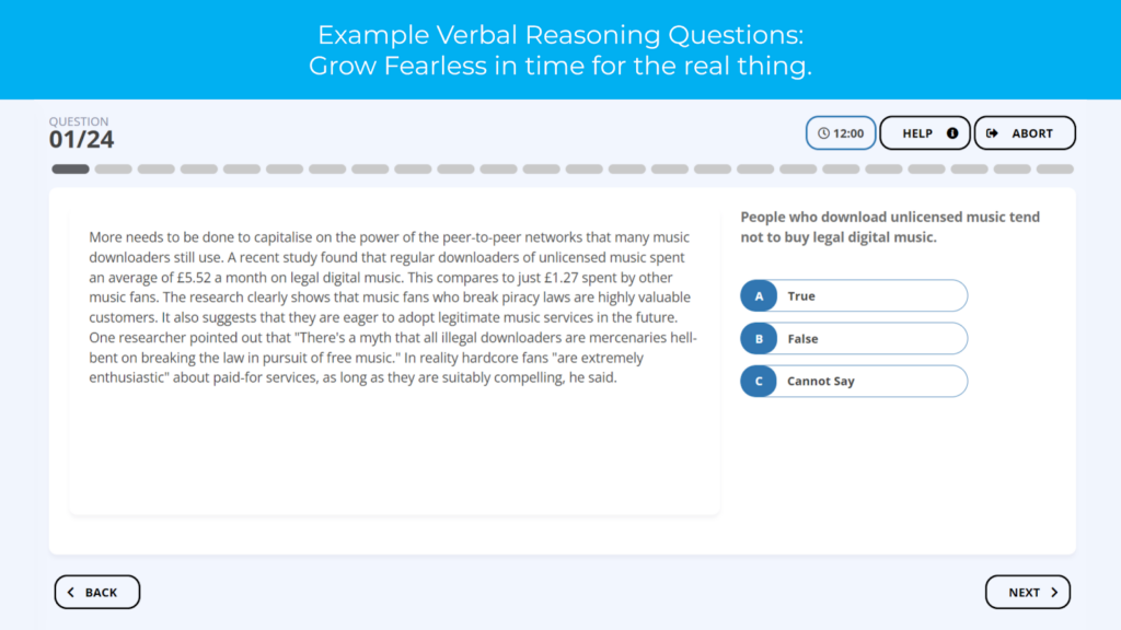 Morgan Stanley verbal reasoning test question example