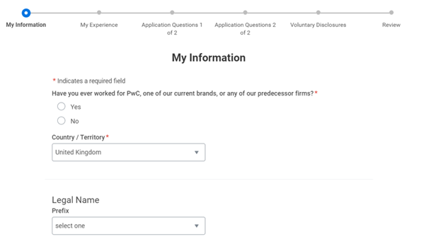 PwC online application