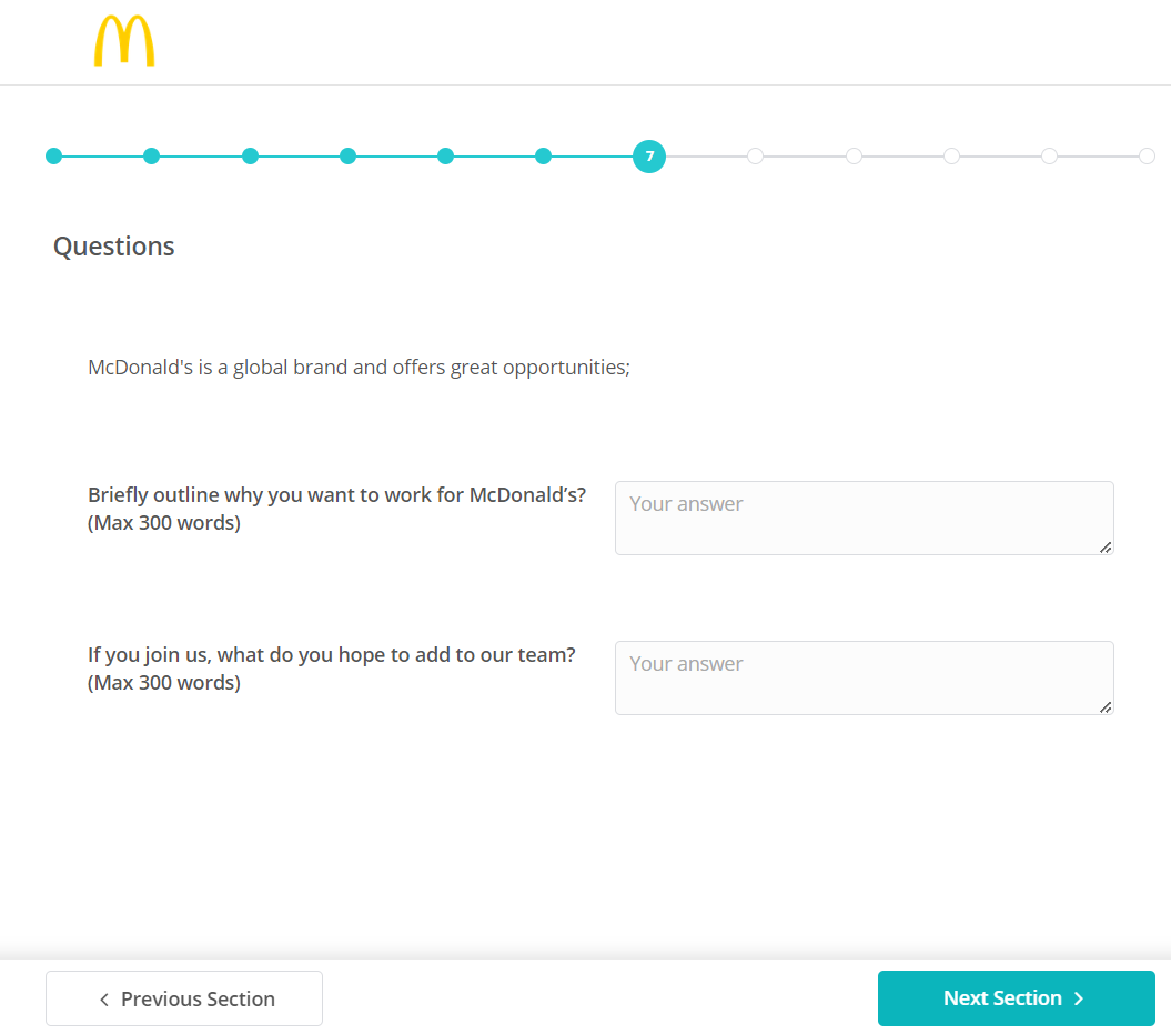 McDonald’s motivational questions