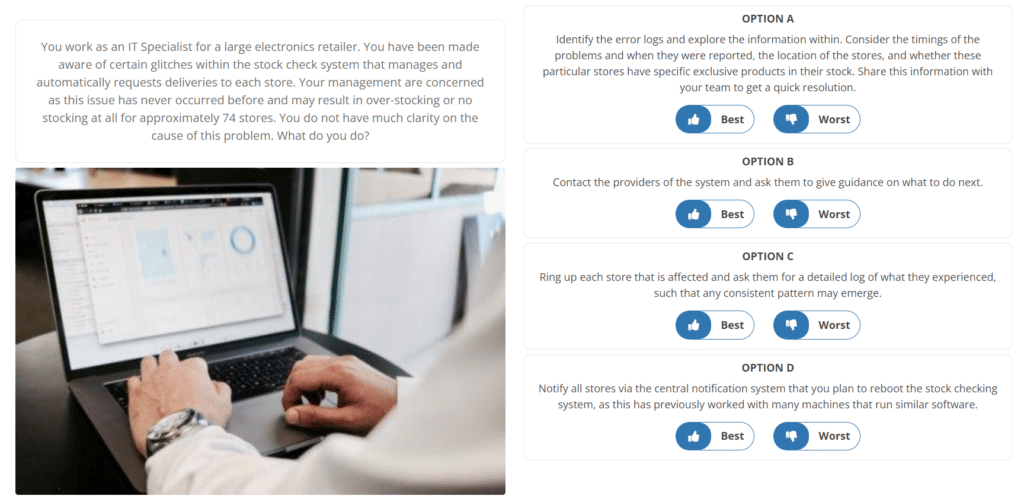 Situational judgement test example
